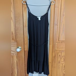 H&M black cami dress with waist cord
